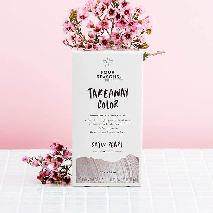 Four Reasons Original Takeaway Color - Satin Pearl – 9.02 Bright Pearl Blonde - Demi-Permanent Hair Color - Ammonia-Free and Fragrance-Free Hair Dye - 100% Vegan & Cruelty Free