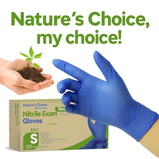 Jointown Biodegradable Nitrile Exam Gloves, Disposable Medical Surgical Gloves, Violet Blue Nitrile Glove, Latex Free, Food Safe, 1000 Count, Small