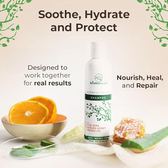 Eczema & Psoriasis Treatment Shampoo - Anti-Dandruff, Scalp Relief for Dry & Itchy Skin - Hypoallergenic, Paraben & Fragrance-Free for Sensitive Scalp