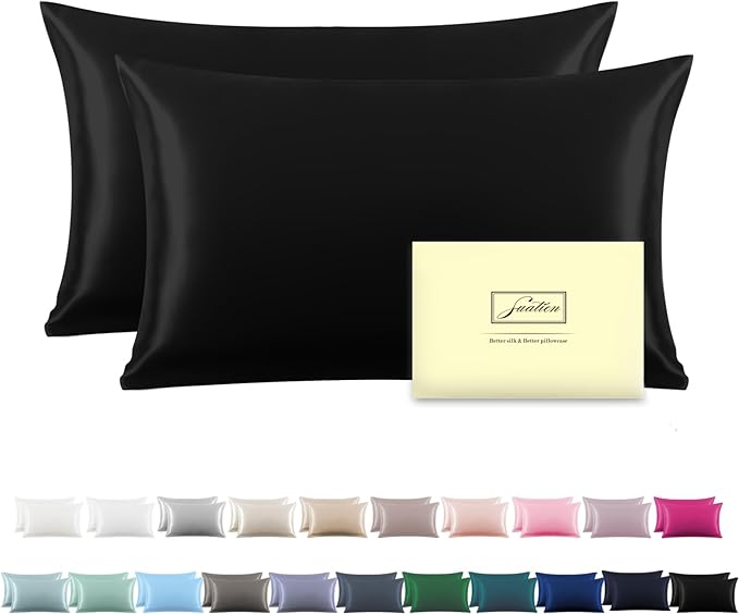 Silk Pillowcase for Hair and Skin,Soft,Breathable and Sliky 100% Queen Silk Pillow Case Set of 2,Both Sides Natural Mulberry Silk Pillowcases with Hidden Zipper(Queen Size 20"X 30",2pcs)