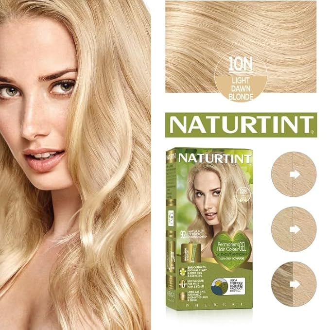 Naturtint 10N Light Dawn Blonde Permanent Hair Color (Pack of 1), Ammonia Free, Vegan, Cruelty Free, up to 100% Gray Coverage, Long Lasting Results (Packaging may vary)