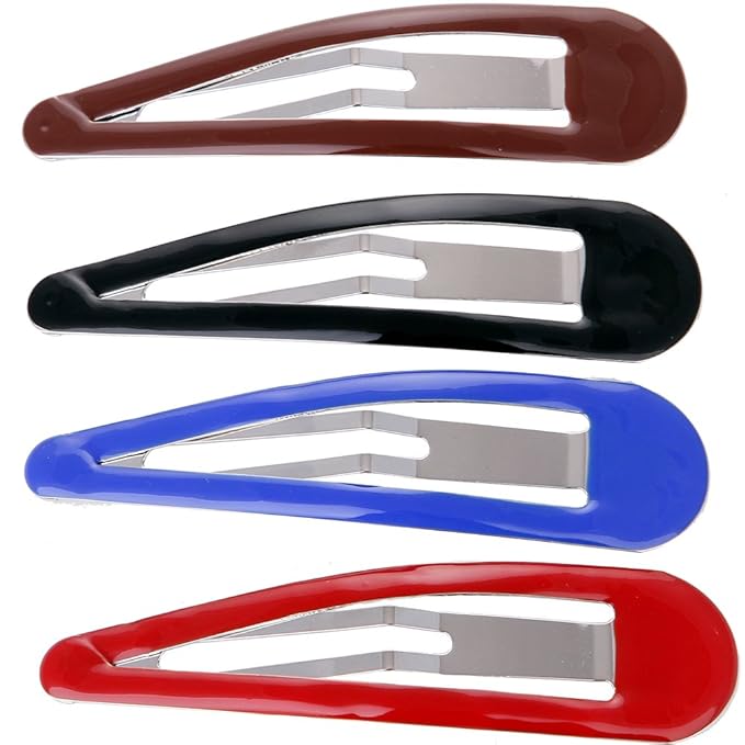 LONEEDY Pack of 10 Large Metal Stoving Varnish Hair Snap Clips,3.5 inch Long No-slip Hair Clips Barrettes For Women and Girls (Red)