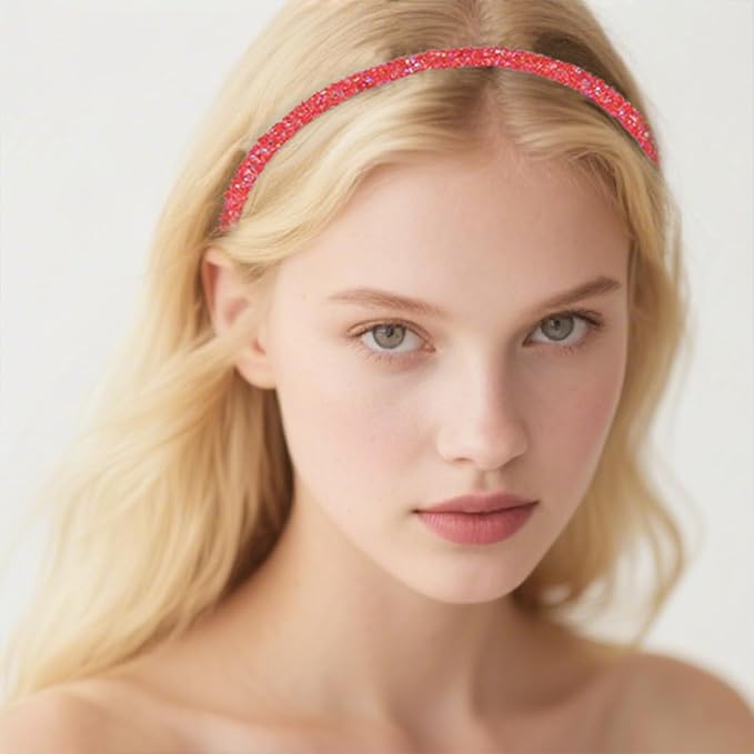 XIMA Crystal Glitter Headbands for Women and Girls, Multi-Color Fashion Hair Accessories, Non-Slip Design Pack of 12