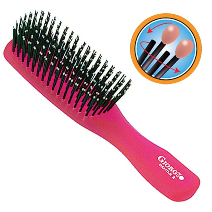 Giorgio GIO1 Gentle Hair Brush Dresser Size. Wet & Dry Pro Hair Brush Detangler. Soft for Sensitive Scalp. Good For Men Women & Kids All hair lengths. Durable and Anti-Static. (Set, Red)