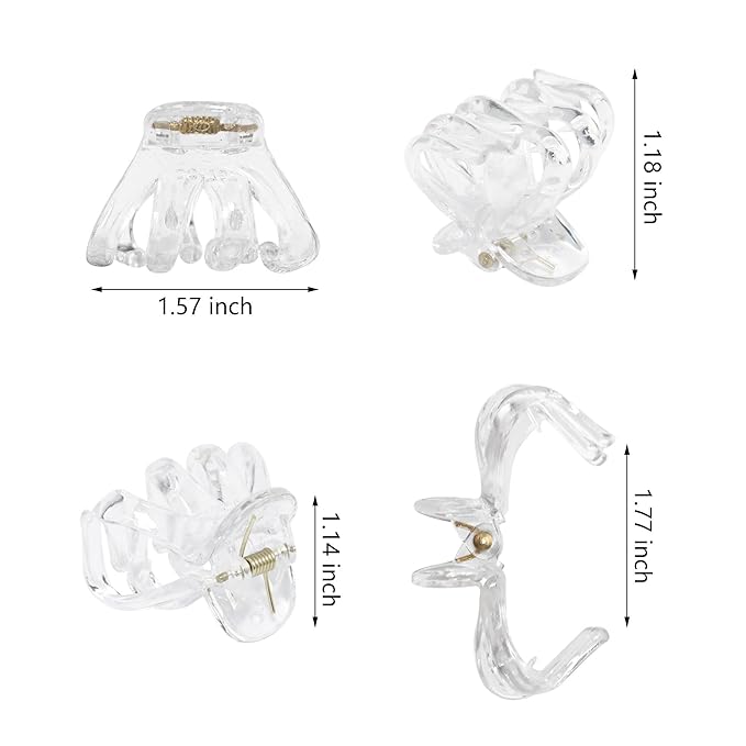 4cm Hair Clips Strong Grip Champagne LightGray and Clear Octopus Claw Clips 9 Pcs Medium to Small Claw Clips for Women and Girls Thick Hair Styling Sectioning.