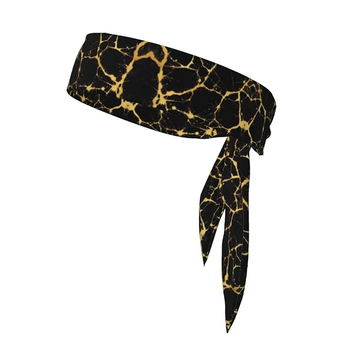 Boys Girls Gold Black Marble Texture Sports Sweatband Multi Style Beauty Skinny Hair Band Headdress for Yoga Travel Spa