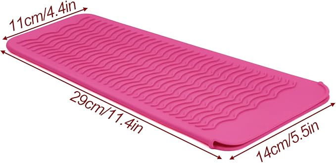 2PCS Silicone Heat Resistant Mat Pouch for Hair Straightener, Curling Iron, Flat Iron and Hot Hair Tools Pink