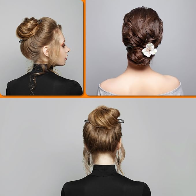 BEoffer French Hair Pin 3PCS Metal Hair Pins for Women Elegant French Twists, Buns and Updos with No Hair Damage, U-shaped French Pin Great Hold and Comfortable Keeps Hair in Place (Black)