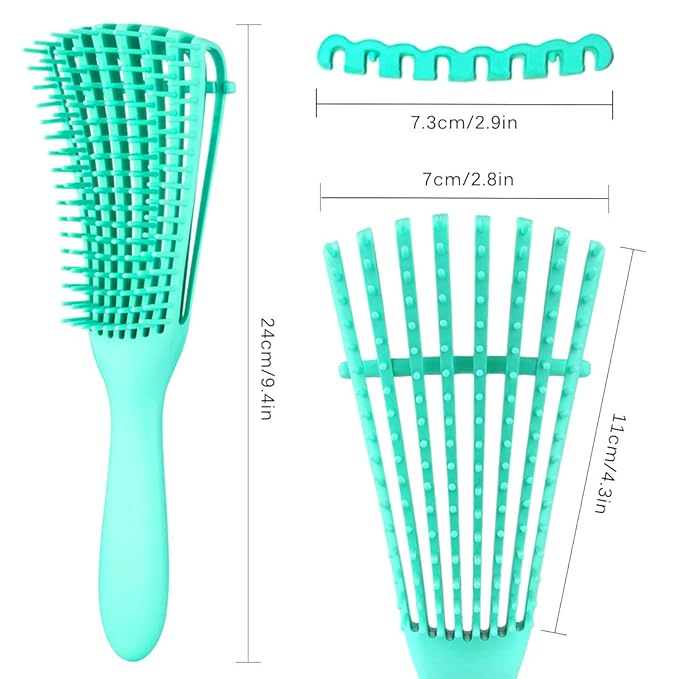 Detangling Brush for Afro/African Hair Textured 3a to 4c Kinky Wavy/Curly/Coily Hair, Knots Detangler Scalp Massage Comb for Women (2 pcs, Green)