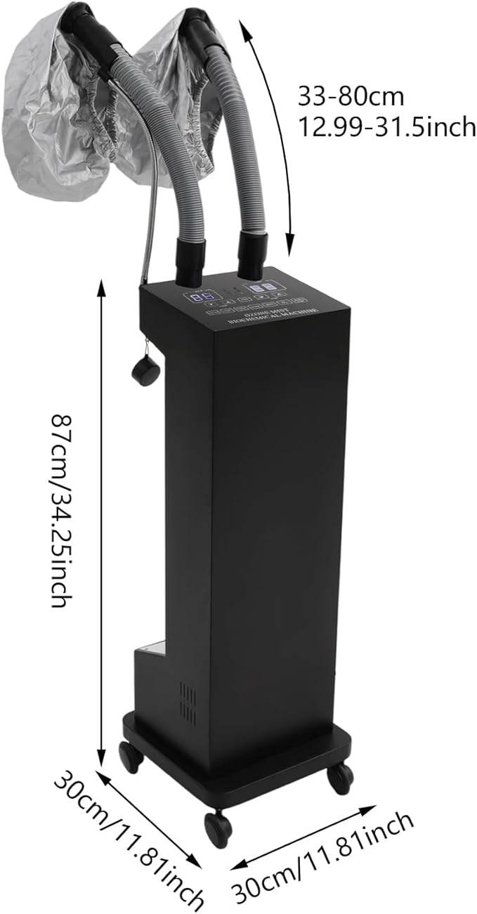 Professional Hair Steamer, 110V 650W Vertical Hair Care Machine Micro Mist Hair Color Processor with Rolling Wheels, Salon Spa Equipment for Home, Barber Shop (Black)