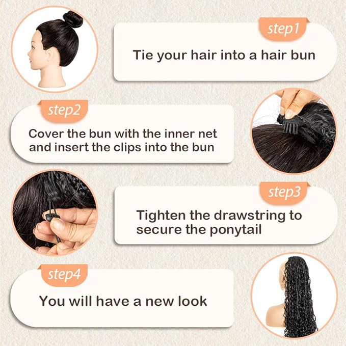 Drawstring Ponytail for Women Boho Box Braids with Long Wavy Hair Ponytail Extension Synthetic Hair Extensions Ponytail for Daily Use (30#, 24 Inch)