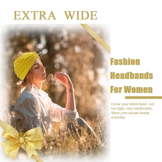 Wide Headbands For Women Extra Large Headband Twisted Knot Head Bands For Women's Hair Band Scarf Turban Accessories 6 Pack