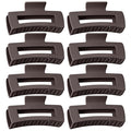 TOCESS Hair Claw Clips for Women - 8PK Large Neutral Matte Square Jumbo Hair Clips for Thick, Thin, Long, Short, Curly Hair Girls, Big Jaw Clip Set for Daily Use(Mocha Brown)