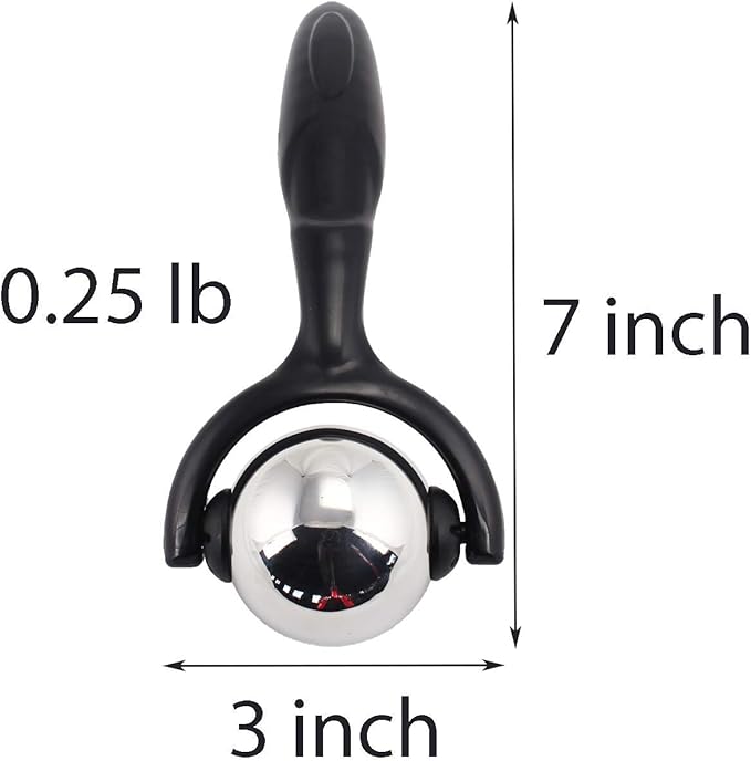 Roller Massage Ball - Ergonomic Handle Cold Warm Compression Temperature Keeper Stainless Steel Muscle Pain Relief Body Neck Shoulder Back Leg Calf Therapy Ice Heat Hot-Roller Stick