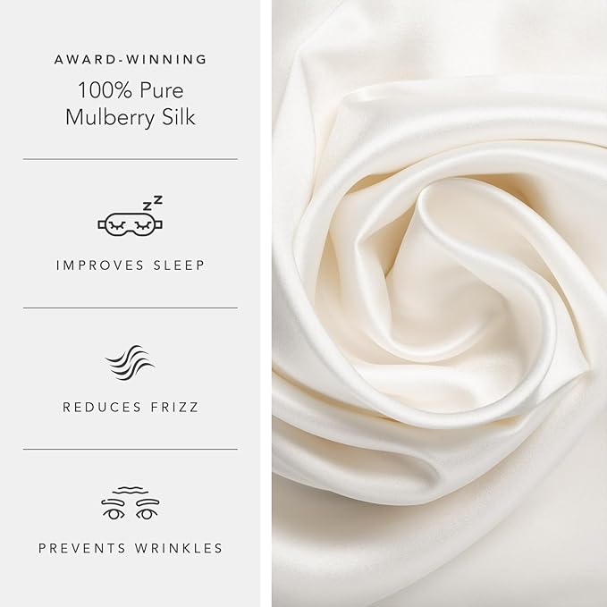 Fishers Finery 25mm 100% Pure Mulberry Silk Pillowcase Set (White King 2 Pack)