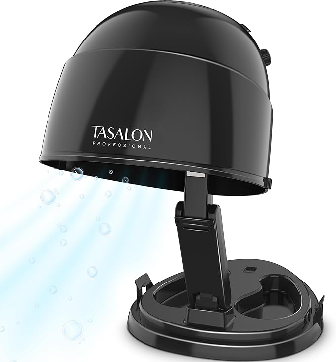 TASALON Portable Hooded Hair Dryer Bonnet, 1875W Height Adjustable Salon Home Hair Dryer with Hood, 3 Heating Settings - Black