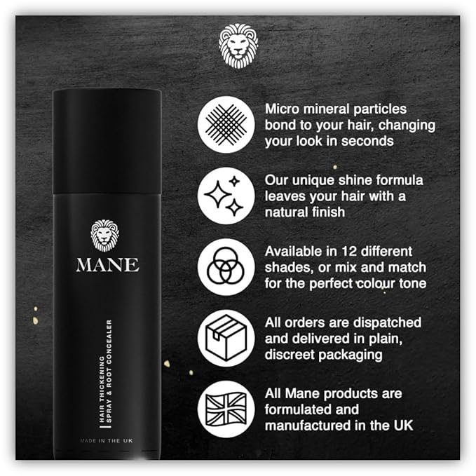 Hair Thickening Fiber Spray by Mane (100ml, Grey)