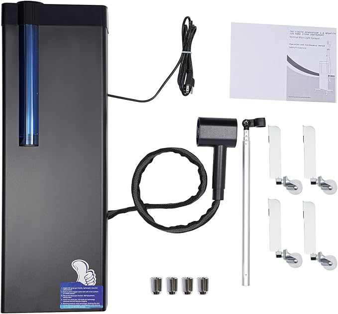 3-In-1 Nano Hair Steamer for Deep Conditioning Nanoscale Spray Negative Ions Blue Light & Intelligent Heating for Hair Scalp Care, 5 Gears, Height Adjustable, 360° Telescopic Bracket, Removable Nozzle