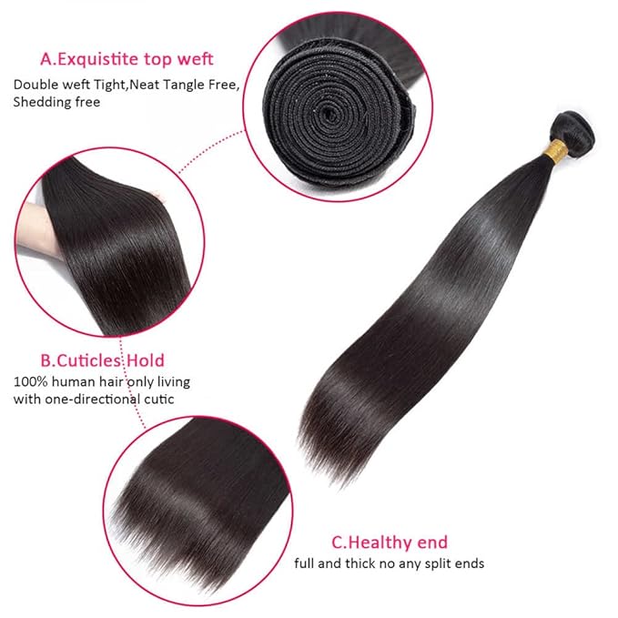 Bundles Human Hair Color 1B Straight Bundles 20 Inch Unprocessed Peruvian Virgin Remy Hair Extensions Double Weft Natural Black Straight Bundle Hair Weave 100g