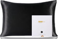 ZIMASILK 100% Pure Mulberry Silk Pillowcase for Hair and Skin Health,Soft and Smooth,Both Sides Premium Grade 6A Silk,600 Thread Count,with Hidden Zipper,1pc (King 20''x36'',Black)