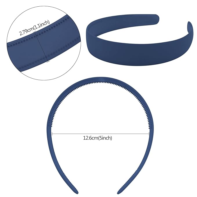 VELSCRUN 7 Pcs Different Headbands for Women Navy Blue Hair Bands for Women's Wavy Curly Hair Non Slip Plastic Head Bands with Teeth Comb Headband Face Wash Hair Accessories Gifts for Women Gilrs