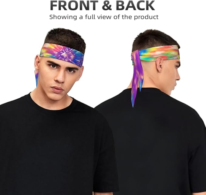 Sports Tie Headband Bandana Running Athletic Sweat Band Elastic Adjustable Sport Head Tie for Men Women Head Ties Ninja Tie Headbands Tennis Sweatbands Soccer Basketball Teams Running Head Band