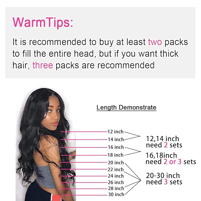 26Inch Clip in Hair Extensions Real Human Hair Body Wave 8Pcs Brazilian Human Hair Clip in Extensions with 18Clips Double Lace Weft 120g #1B Natural Black