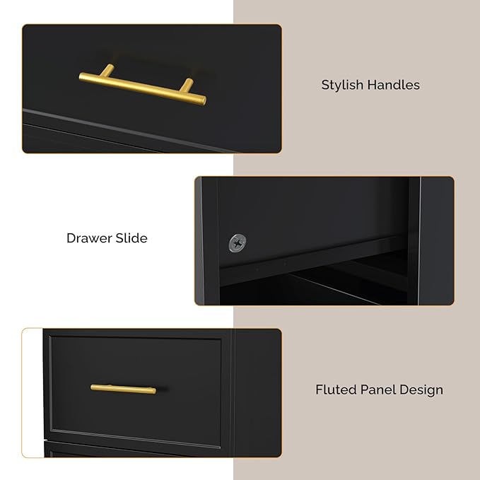 OmySalon Salon Stations for Hair Stylist, Double-Sided Barber Station with 6 Drawers & 2 Dryer Holders, Modern Hair Styling Cabinet for Beauty Salon Barbershop, Black