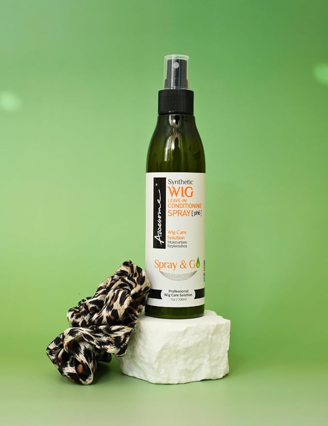 Awesome Synthetic Wig Leave-in Conditioner Spray, pH6, Professional Wig Care Solution, Detangle Spray, Moisturizes & Replenishes Synthetic Wigs, Easy Combing, Contains Coconut Oil, 7 fl oz