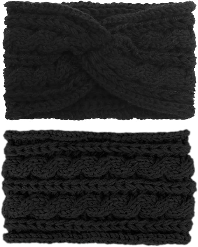 DRESHOW Knit Crochet Headband for Women Ear Warmer Soft Turban Stretch Warmer Headbands Winter Fashion Head Wrap