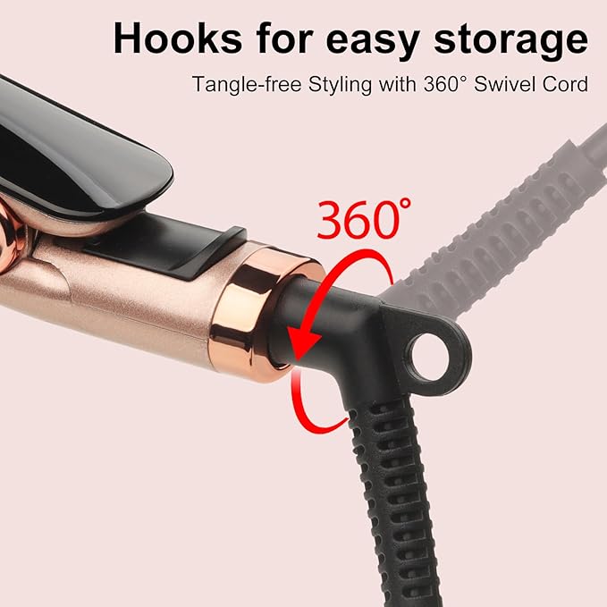 Flat Iron Hair Straightener with Floating Plates Get Shinier & Smoother Hair, 14 Adjustable Temp, Dual Voltage Digital Display 200℉-460℉