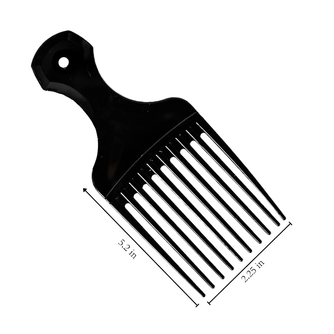 Plastic Hair Pick Comb – Wide Tooth Afro Lift Picks - Pack of 10 Combs - 5.25 Inch - for Styling Lifting Detangling Adding Volume for Long Curly and Thick Hair, Wigs and Beards for Men & Women