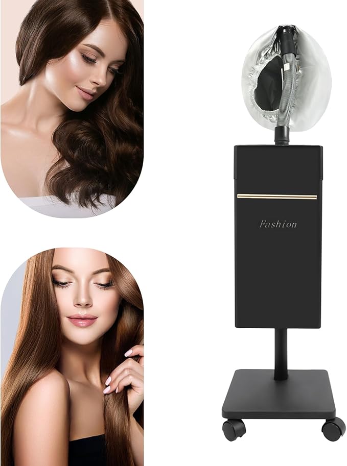 Professional Vertical Nano Hair Steamer, 110V 650W Salon-Grade Steam Machine with 360° Mobility Base, Hair Oil Treatment Equipment for Spa & Home Use, Commercial Steam Therapy System (Black)