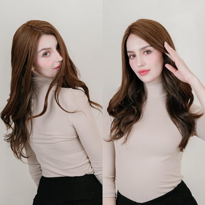 Katalaeya Hair 100% Human Hair Topper - Aurora Crown Double-Drawn Remy Clip-In Mono Base Top Piece for Women with Thinning Hair, Alopecia & Chemo Hair Loss (L6)