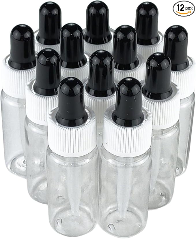 Kang&Chang 12pcs, 15ml, Plastic Dropper Bottles for Liquid