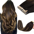 GOO GOO Tape in Hair Extensions Human Hair, 2/6/2 Balayage Dark Brown to Chestnut Brown, 16inch 100g 40pcs, Skin Weft Seamless Invisible, Silky Straight with Thick Ends, Remy Human Hair