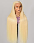 Alididi 613 13x6 Lace Front Wig Human Hair 28 Inch 180 Density Blonde Wig Human Hair Straight 100% Real Human Hair True Length Random Dyeing No Tangle No Shedding No synthetics Triple Lifespan 3x