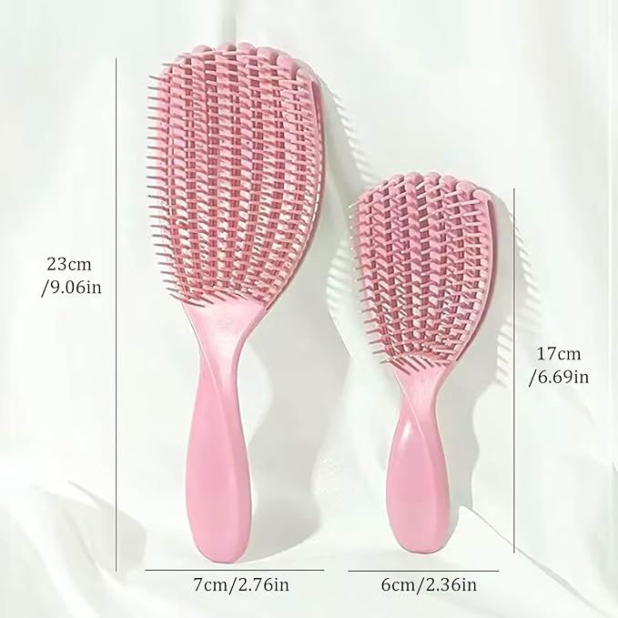 Hair Brush for Afro American/African Hair Textured Professional Curved Vented Brush Wet Dry Curly Hairbrush Detangling Massage Hairdressing Comb (Pink, Small)