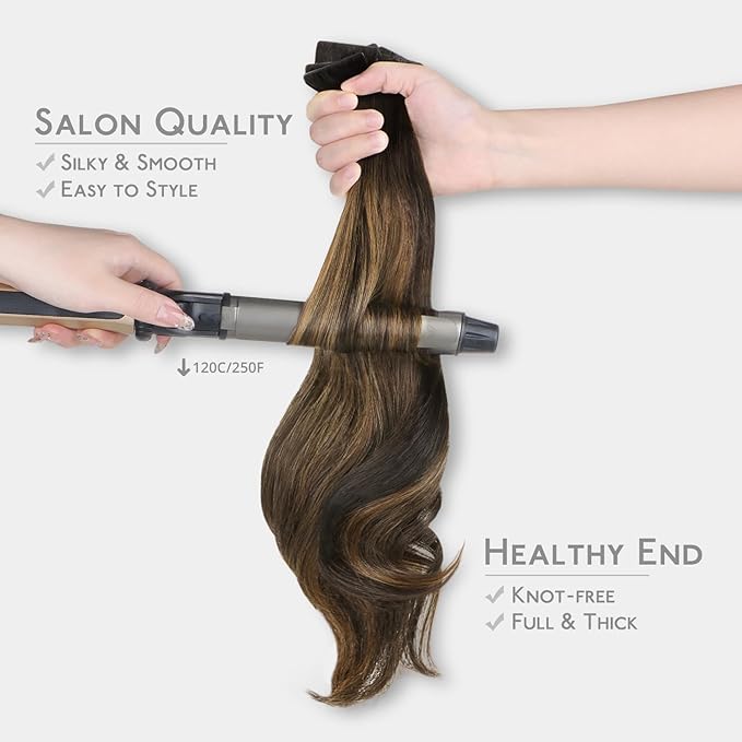 WENNALIFE Invisi Edge Tape in Hair Extensions Human Hair, 14 Inch 50g 20pcs Balayage Dark Brown Mixed Chestnut Brown Invisible Luxury Remy Hair Extensions Natural Seamless Injected Tape Ins Straight