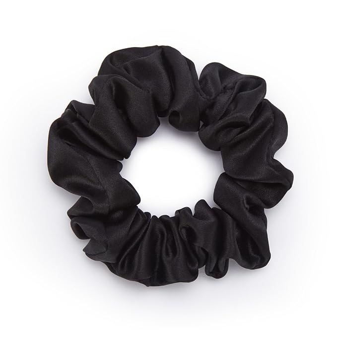 3 Pcs Silk Hair Ties, 22 Momme 100% Mulberry Hair Band, Silk Scrunchies for Women and Girls, 6A Grade No Damage Ponytail Holders (1.2in Width, Black)