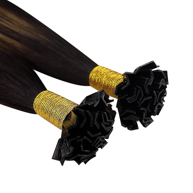YoungSee K Tip Hair Extensions Human Hair Brown Balayage Hair Extensions K Tip Dark Brown Ombre 16In 50s/50G