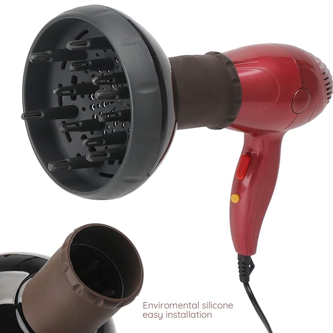 Segbeauty Hair Diffuser for Curly Hair, Upgraded Adjustable Air Flow, Deep Bowl, Professional Salon Frizz-free Fast Dry Diffuser Attachment with 1.57"-1.97" Nozzle, Black