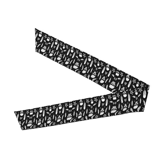 Men Women Fashion Sports Sweat Band Hair Accessories for Sports Workout Shower, Long Multifunction Goth Raven Crow Skull Moon Star Gothic Witch Magic Spirit Board Head Ribbon Headwear
