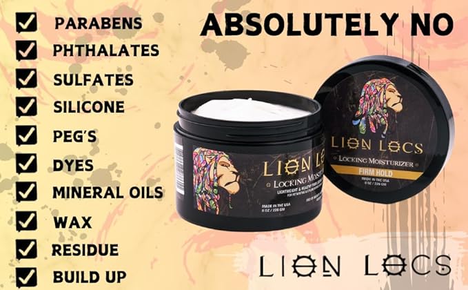 Beard Gains Lion Locs Hair Locking Dreads Moisturizer for Dreadlocks, Locks, Microlocs, Interlocks, Braidlocks, Braids, Fauxlocs, Twistlocks, or Sisterlocks (8oz) (Firm)