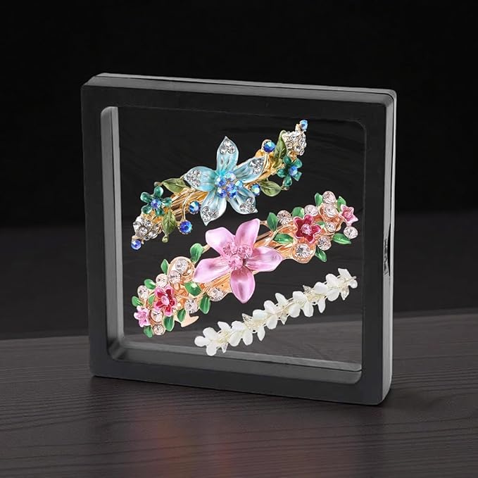 Enamel Flower Hair Clip Gift Set for Women - 3Pcs Vintage Rhinestone Barrettes for Thin & Thick Hair, Bridesmaid Hair Accessories, Teen Girl Birthday Gifts (Pink/Blue/Yellow Combo)