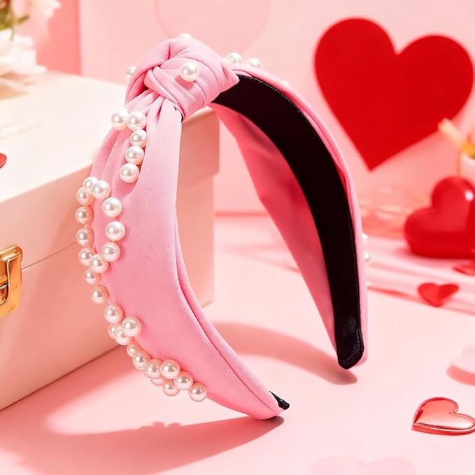Headbands for Women,Non-slip Hair Accessories Wide Hair Band with Pearl Accessories for Valentine's Day Gift,Birthday,Party