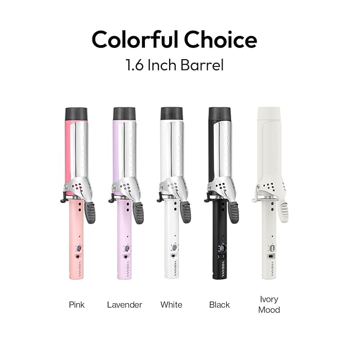 VODANA Professional GlamWave Ceramic Curling Iron, Long-Lasting Natural Curls, Instant Heat, Hair Curler, Curling Wand, Available in USA (1.4 inch, Creamy Blue)