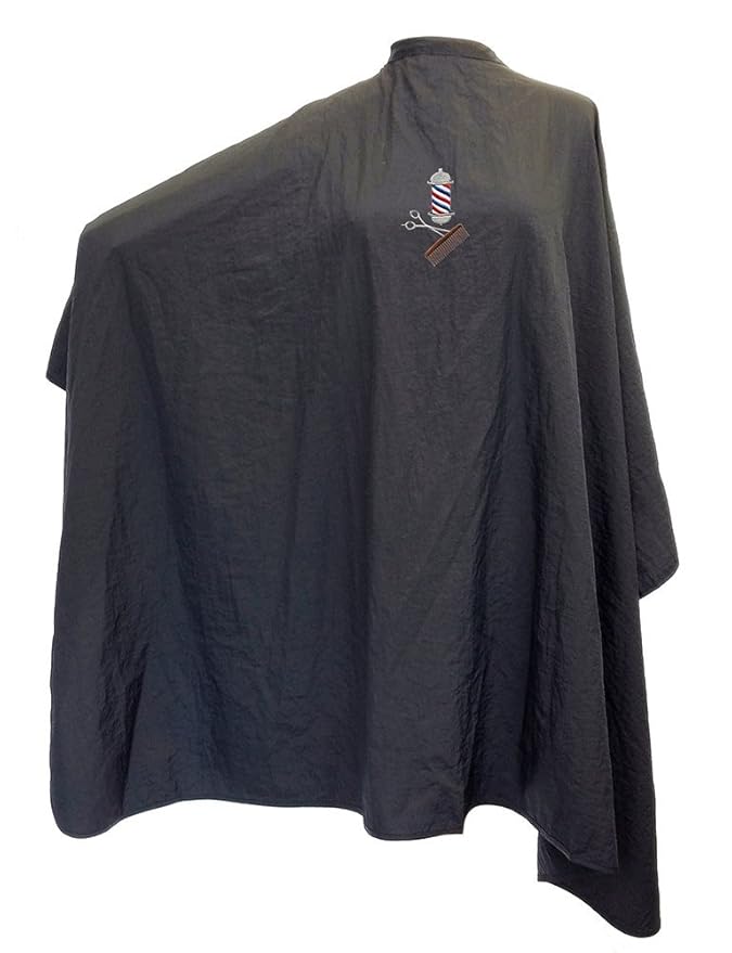 CHARLENE Professional Cutting Cape for Salon Hair Styling, Barber Haircut, Coloring, Skincare, Makeup (BP Logo, BLACK)