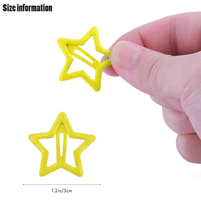 Star Hair Clips Multiple Colors Snap Hair Barrettes Non Slip Star Hair Accessories Metal Hair Clips for Girls Women -100PCS 1.18"