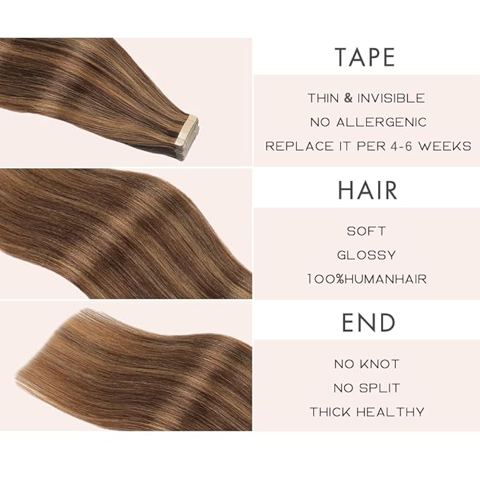 Human Hair Tape in Extensions, Darkest Brown to Medium Brown Extensions Real Human Hair 20 Inch 20pcs Remy Straight Tape ins Invisible Tape in Hair Extensions Human Hair (P2/10#,20 Inch)